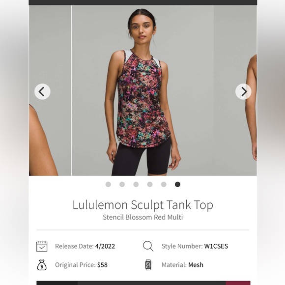 Lululemon Sculpt Tank Top Stencil Blossom Red Multi size L- gently used - Picture 8 of 10